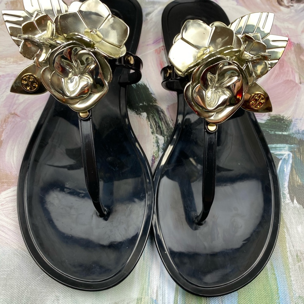 Tory Burch Blossoms Jelly Thong Sandals Size 8 - Picture 6 of 14